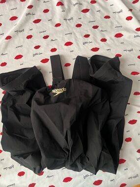 Speedo Black One-Piece Swimsuit with Gold Logo